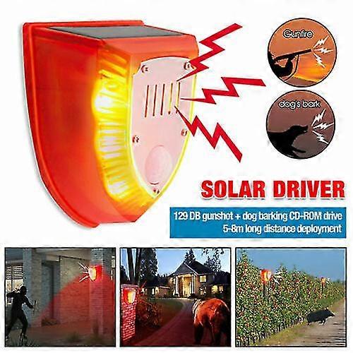Solar Power Alarm LED Light - Wireless Motion Sensor Detector for Outdoor Security