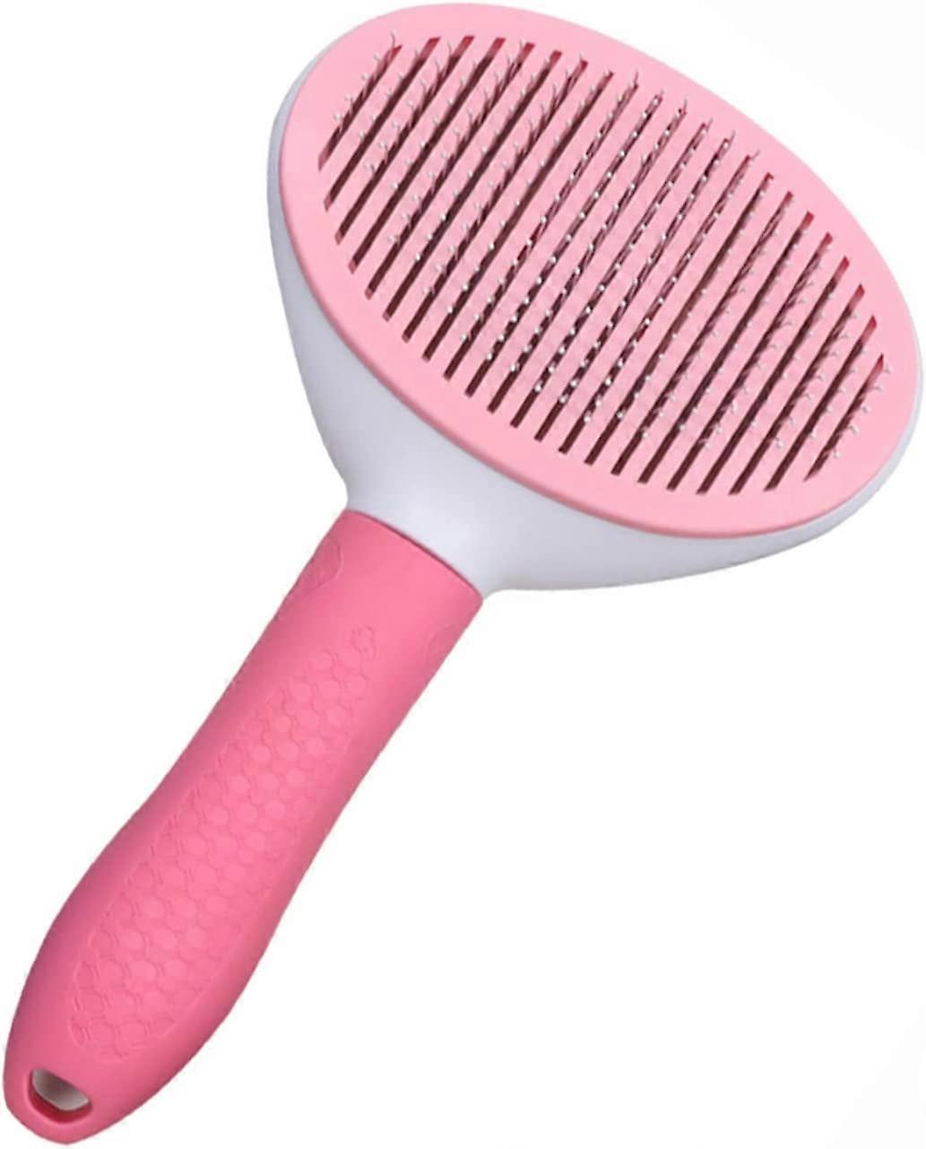 Self-Cleaning Cat Dog Brush One Touch Design Cat Brushes (Pink)