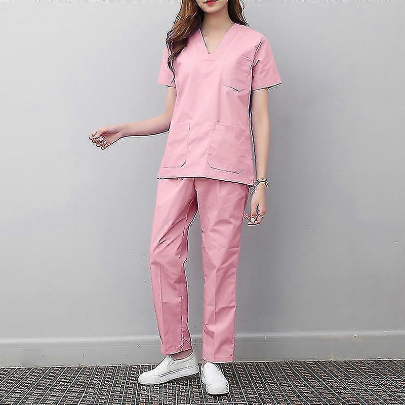 2pcs Scrubs Σύνολο Στολές Spa Εργαζόμενοι Υγείας Ομοιόμορφα Ρούχα Αισθητικός Ρούχα Εργασίας Τρίβει Μπλούζες Παντελόνια Unisex Γυναίκες Άνδρες Εργασία