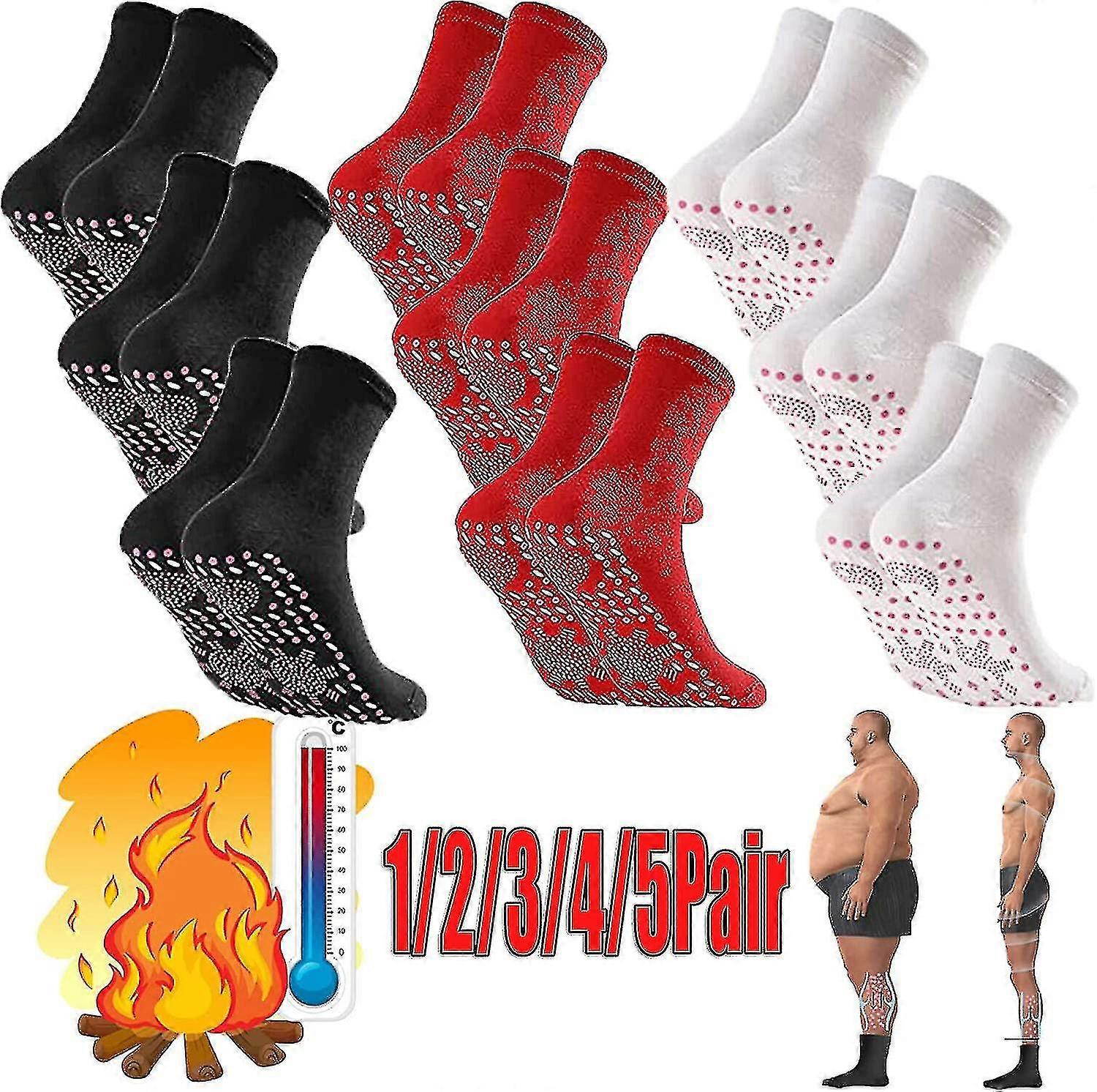 1-5Pairs Tourmaline Slimming Loss Socks Self-Heating Therapy Warm Massage Comfortable Sox Winter Ski Sports Magnetic Sock Men/Women