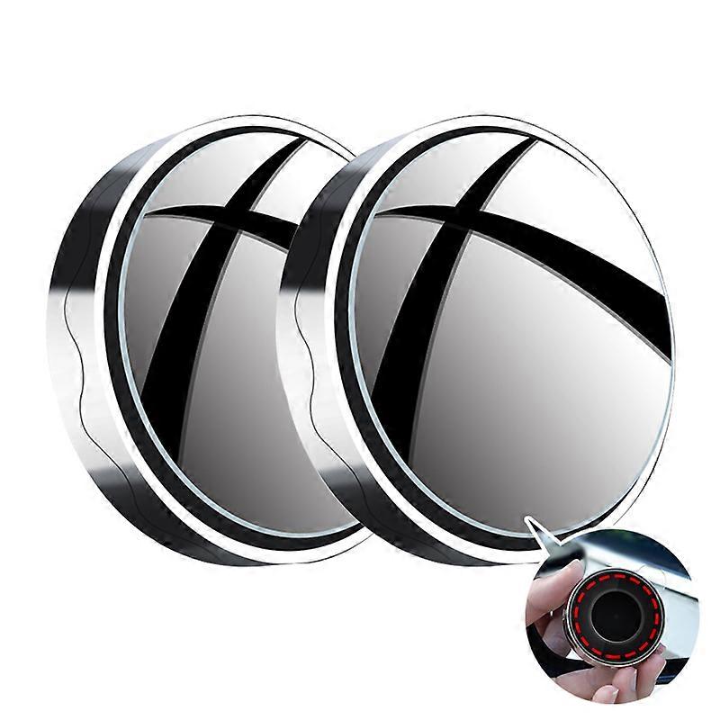 2pcs Car Suction Cup Mount Auxiliary Rearview Mirror 360 Degree Rotating Wide-angle Round Frame Blind Spot Mirror