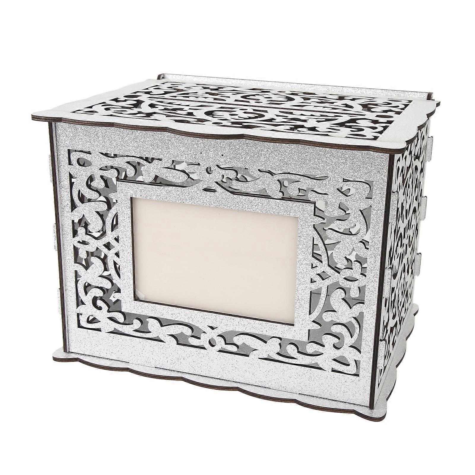 DIY Wedding Card Box with Lock Rustic Wood Money Box for Card Gift Envelopes