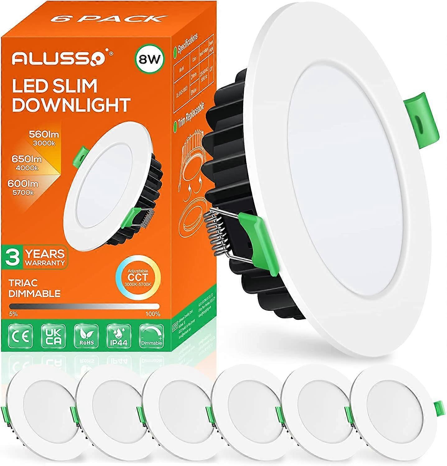 6X White LED Downlight 10W Slim 3CCT Dimmable Ceiling Light Spotlight