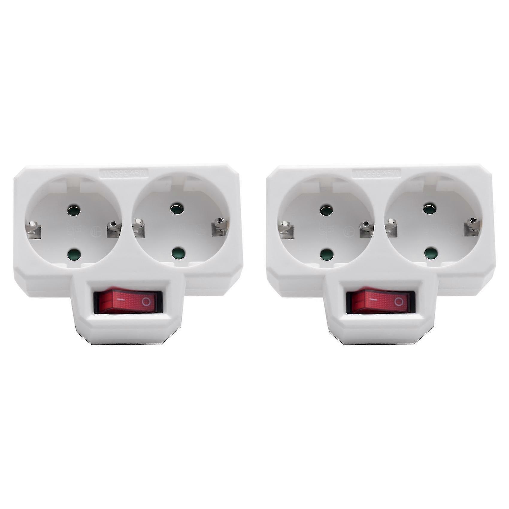 Socket Adapter, Double Plug for Socket, Double Socket with Switch 3800W for Office, Home or Travel, EU Plug (2 Pack)-Good