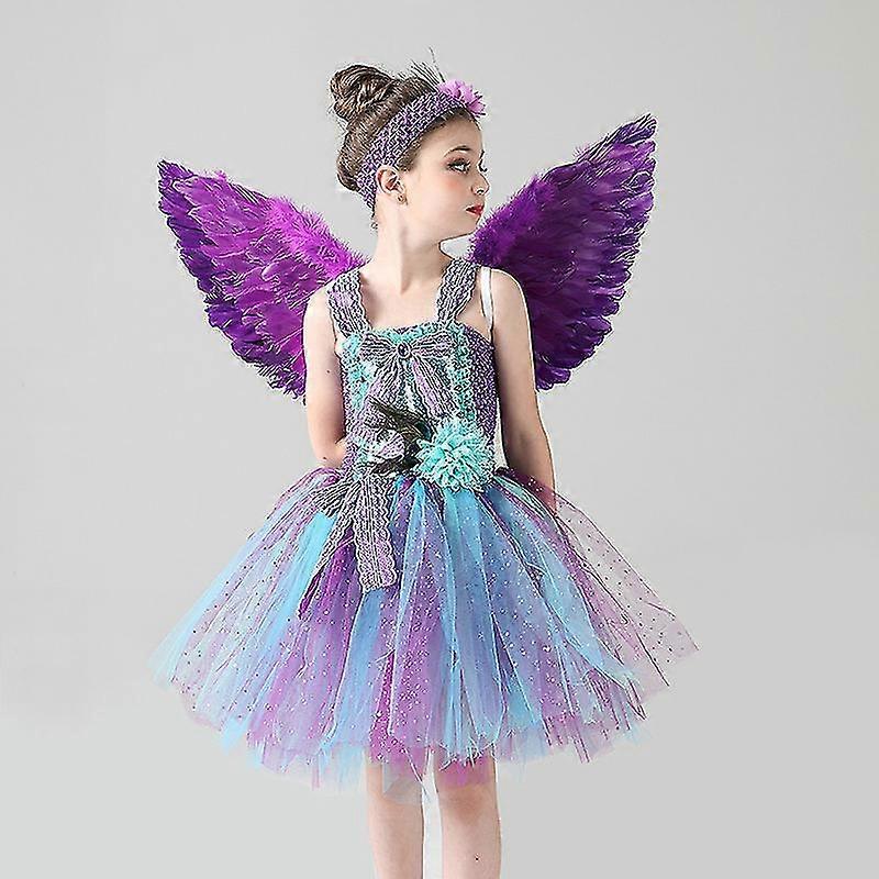 Mädchen Pfau Federkleid Laufsteg Performance Kleid