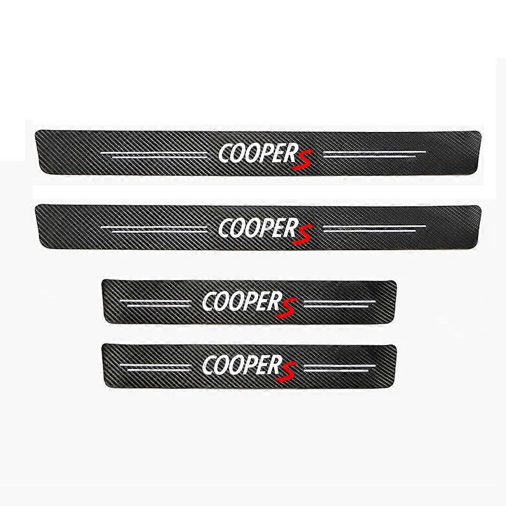 4Pcs ανθρακονήματα λουρίδων κατωφλίου αυτοκόλλητων ετικετών αυτοκινήτων για MINI JOHN COOPER WORKS Auto PartsVehicle Dashboard Accessories