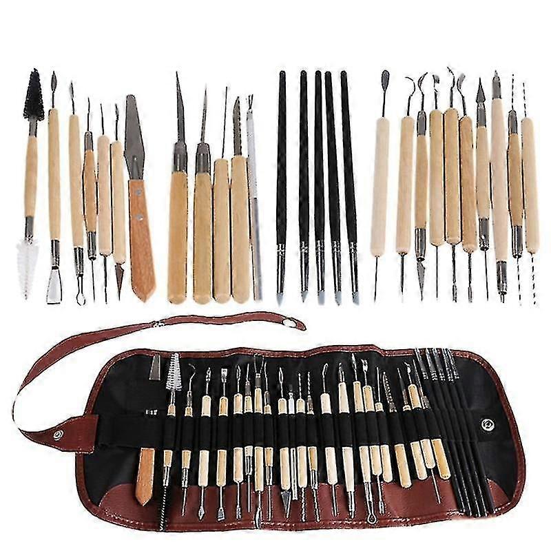 Wooden Pottery Sculpting Clay Cleaning Tool Set