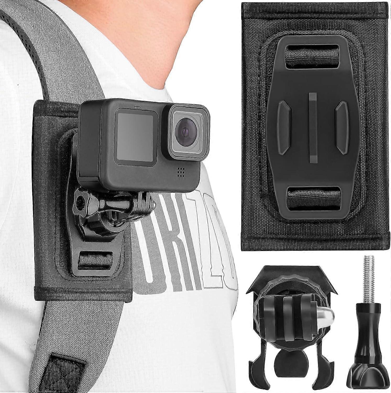 Backpack Shoulder Strap Mount Mount Compatible with Gopro Hero 11 / 10 / 9 / 8 / 7 / 6 insta360 Camera Backpack 360 Swivel Mount