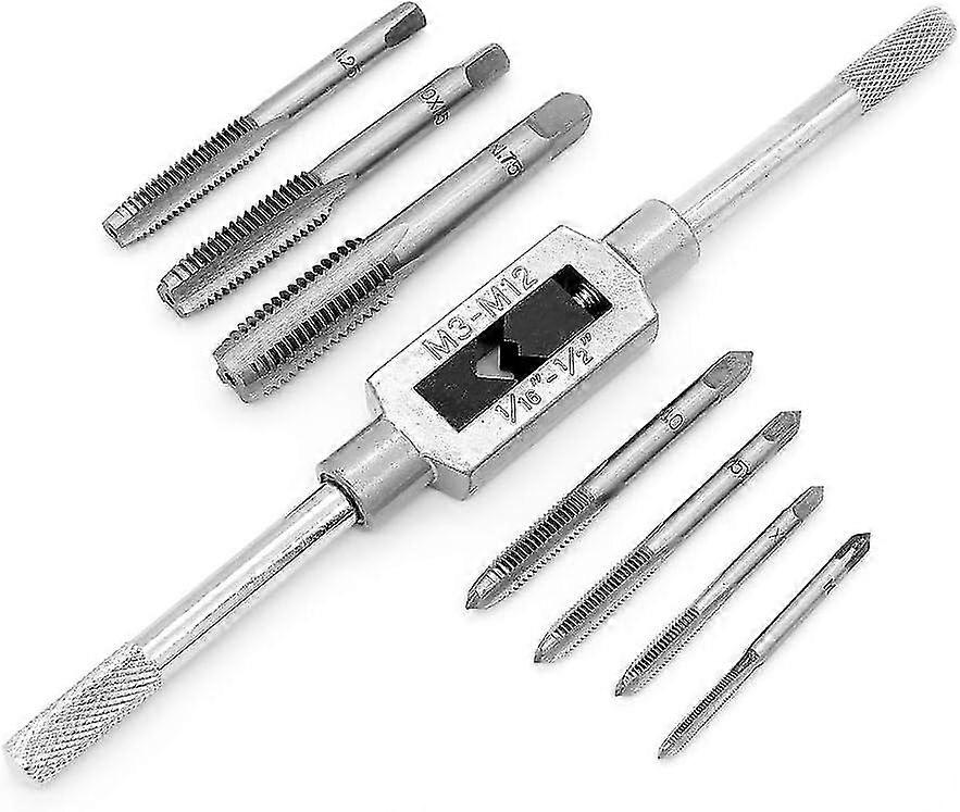 8 Pieces Metric Tap Set -SEMAket Adjustable Tap Tap Metric Hand Thread with Wrench - M3 M4 M5 M6 M8 M10 M12