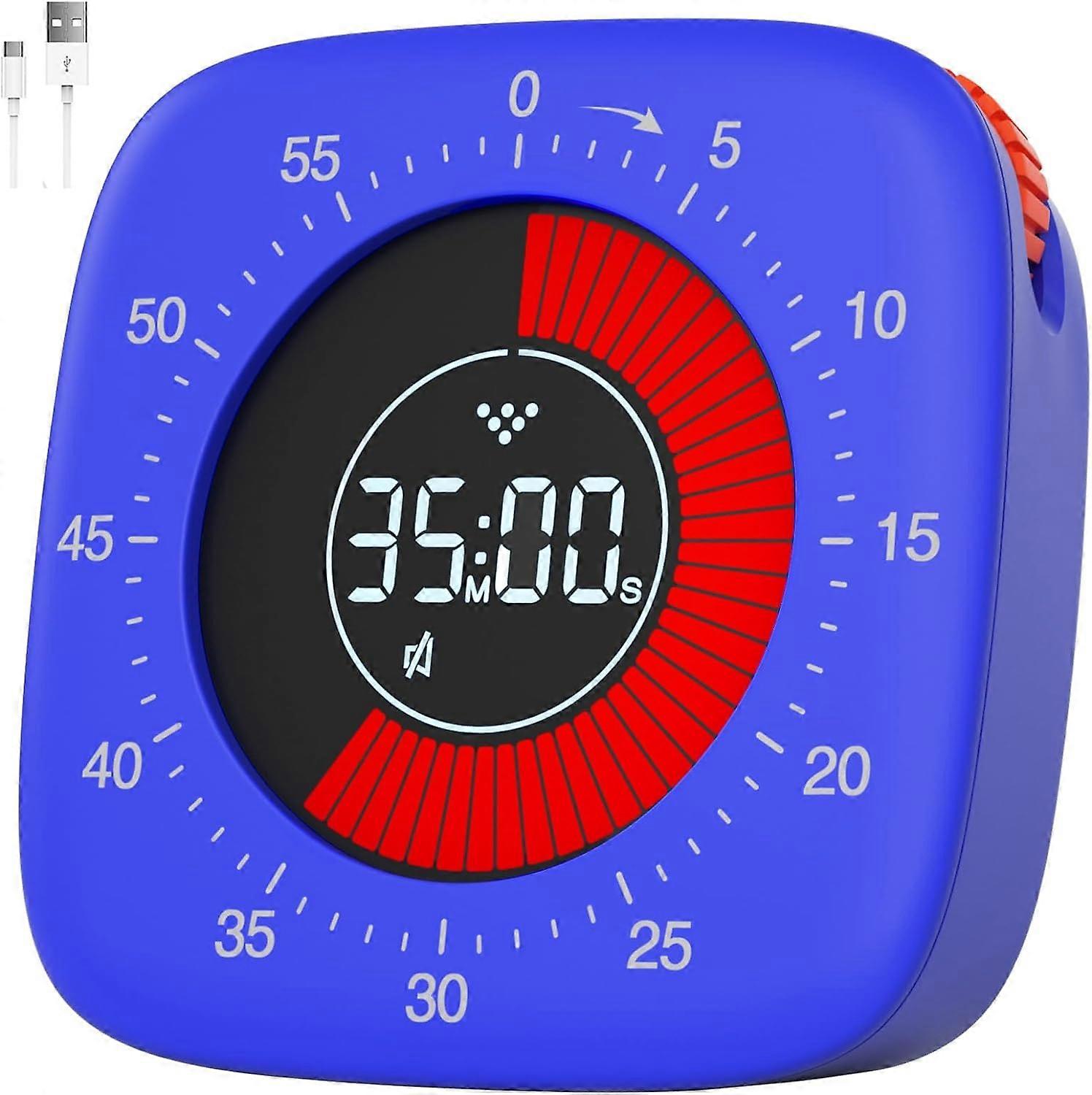 Visual Timer Rechargeable, Timer Digital Timer with 4 Alarm Modes, Improved 60 Minute Timer and Countdown Timer for Kids Learning Kitchen Cooking Offi
