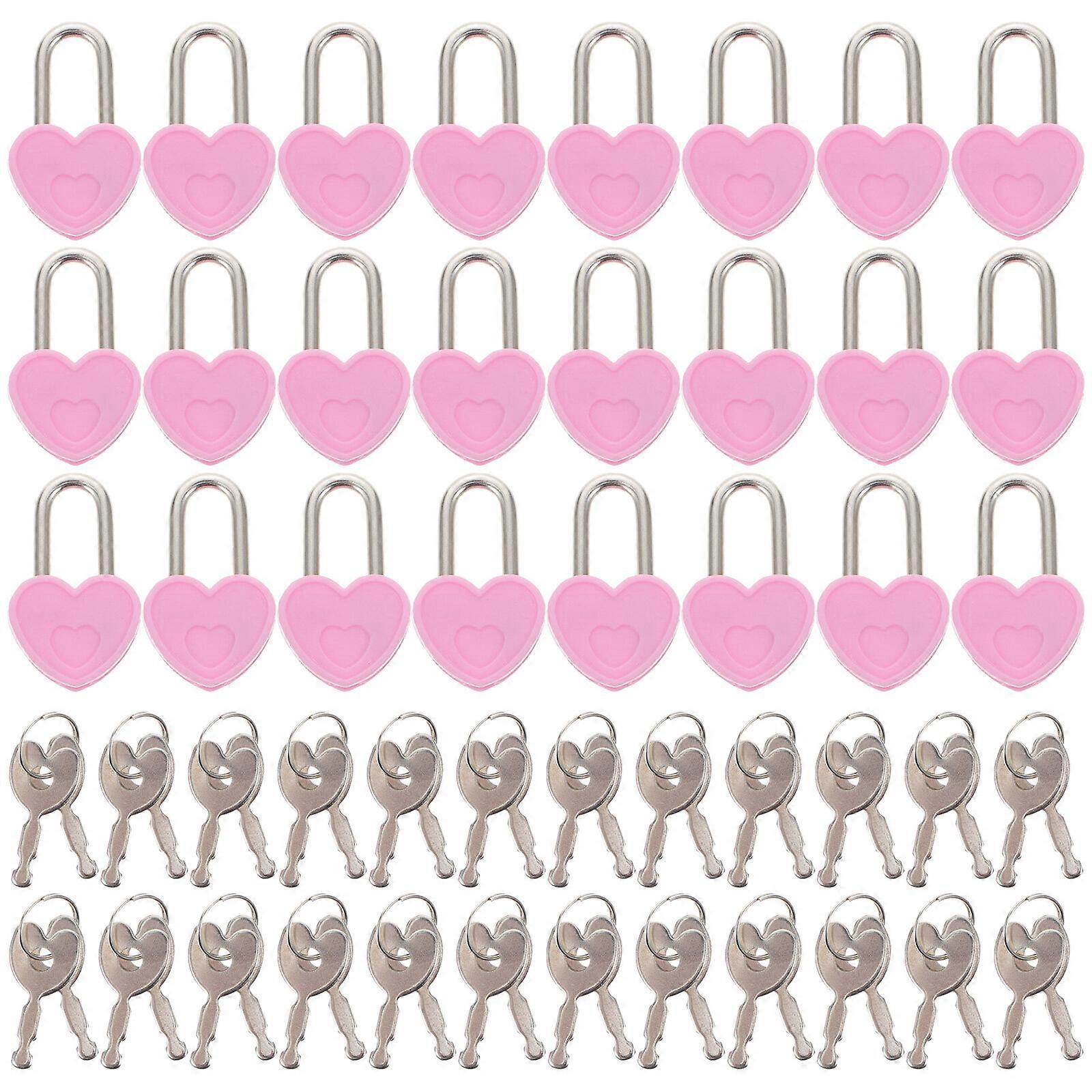 24pcs Small Metal Padlock Heart Shaped Padlock Mini Diary Book Lock with Keys