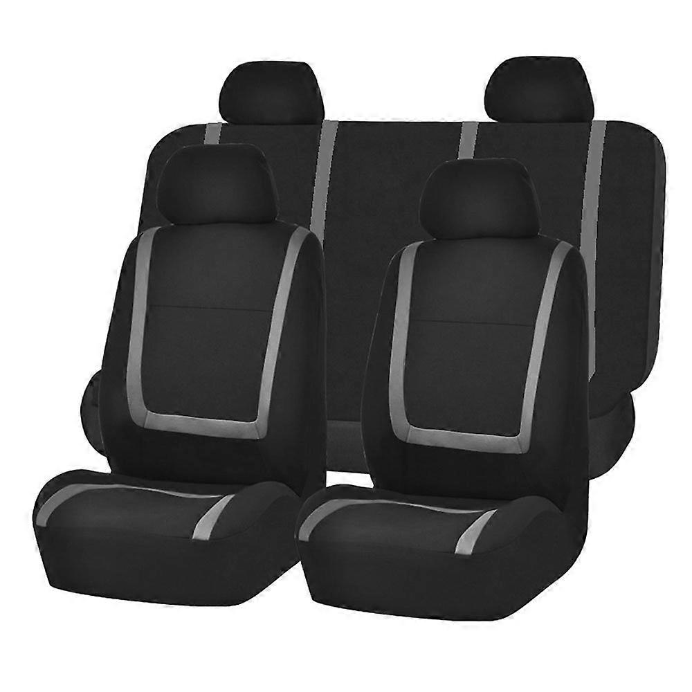 9 Pack Unique Flat Cloth Universal Seat Covers, Gray and Black