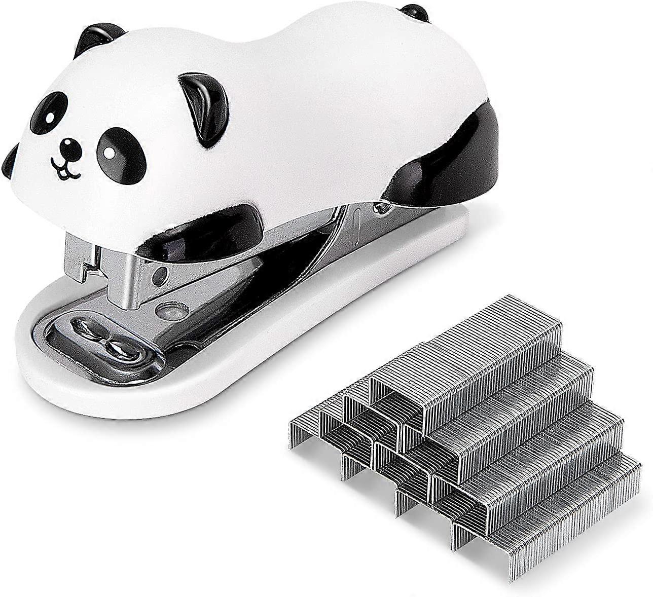 Mini Cute Panda Desktop Stapler, Office Stapler, 12 Sheet Capacity, Includes Built-in Staple Remover