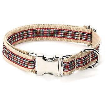 Dog Collar Plaid Canvas For Dogs Girl Boy Adjustable Size