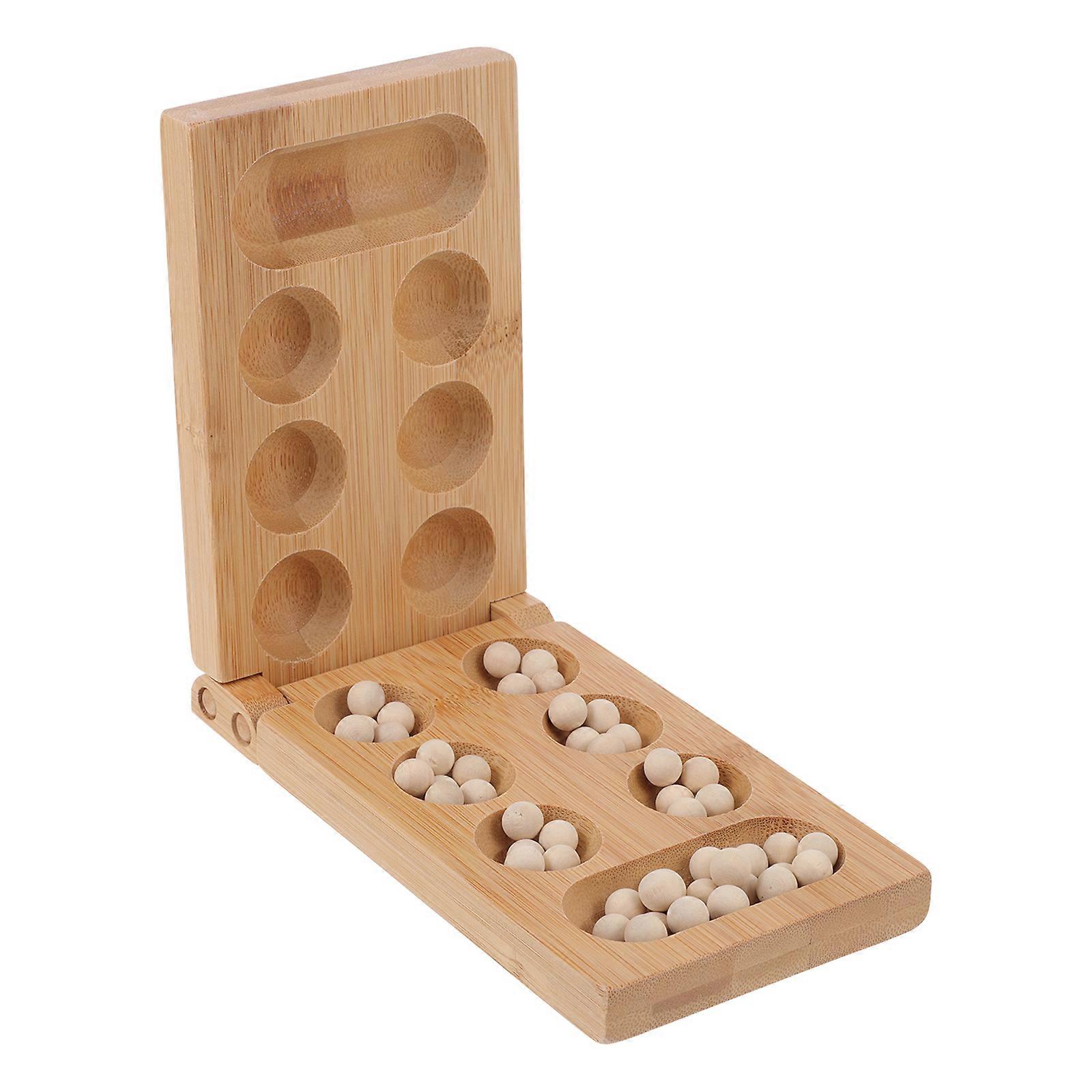1Pc Mancala Puzzle Game African Chess Strategy Game for Children (Khaki)