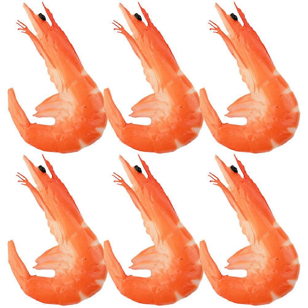 6pcs Food Models Artificial Shrimp Models Realistic Shrimp Decors Photo Props