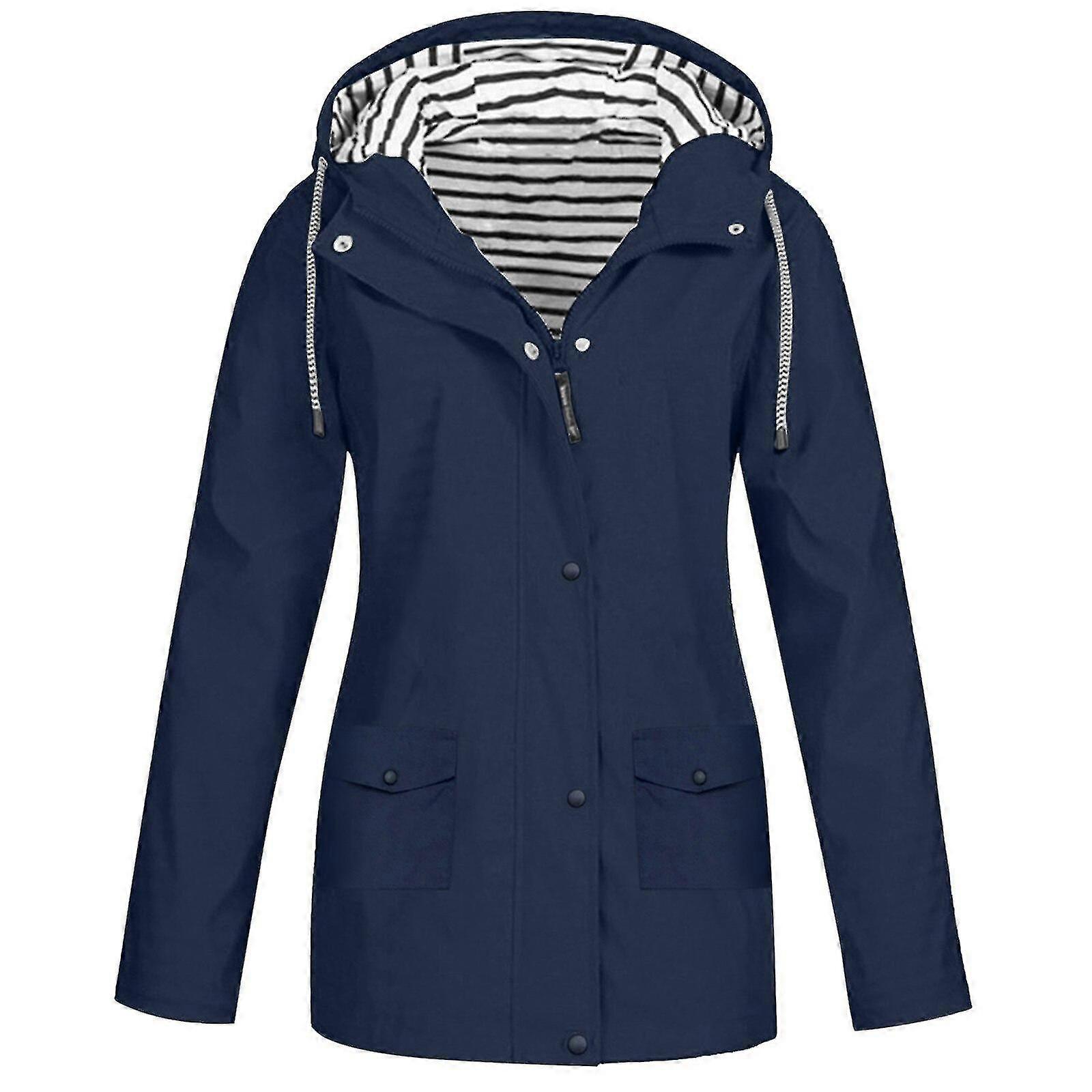 Veste Imperméable Femme à Capuche – Manteau Pluie Léger Randonnée Automne Hiver Trench Coupe-Vent