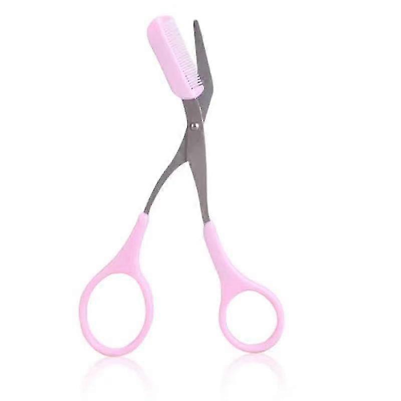 Eyebrow Trimmer Grooming Scissors Eyelash Thinning Shears Comb Brow Tool - Pink(3pcs)