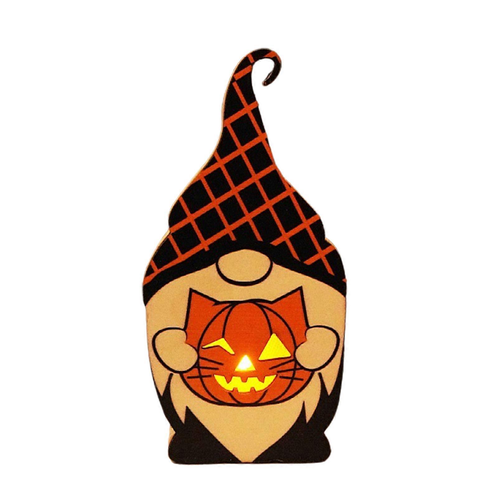 Faceless Gnome Pumpkin LED Light Halloween Gnome Ornament Gnome Table Decor