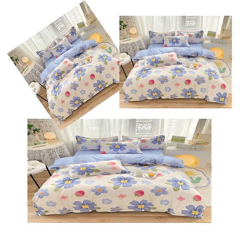 Luxury 4 Piece Set Bedding printed Quilt Cove Fitted Sheet Pillowcase Color X