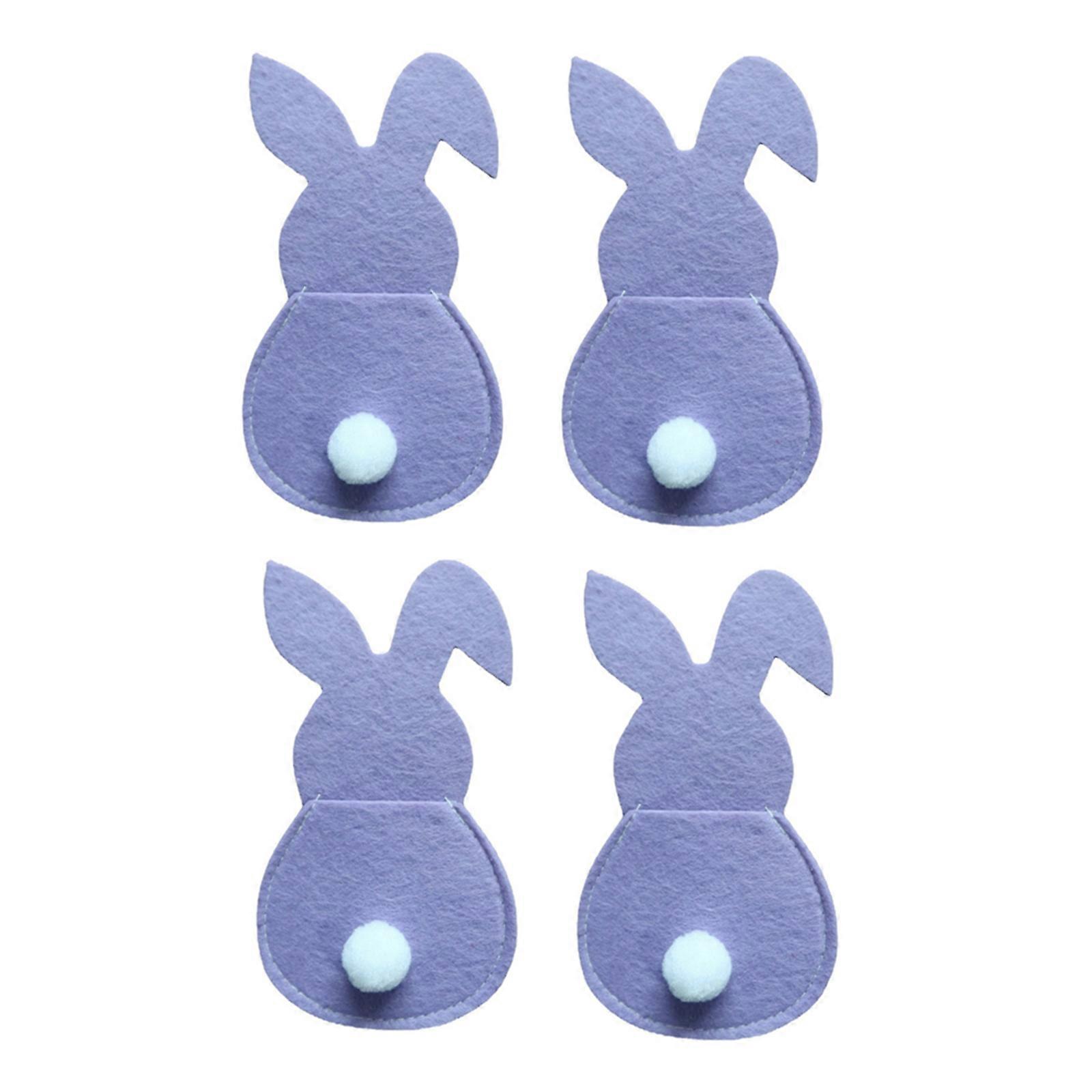 unbrand 4pcs Easter Bunny Cutlery Storage Bag Pocket Fork Knife Cutlery Holder Rabbit Tableware Pouc