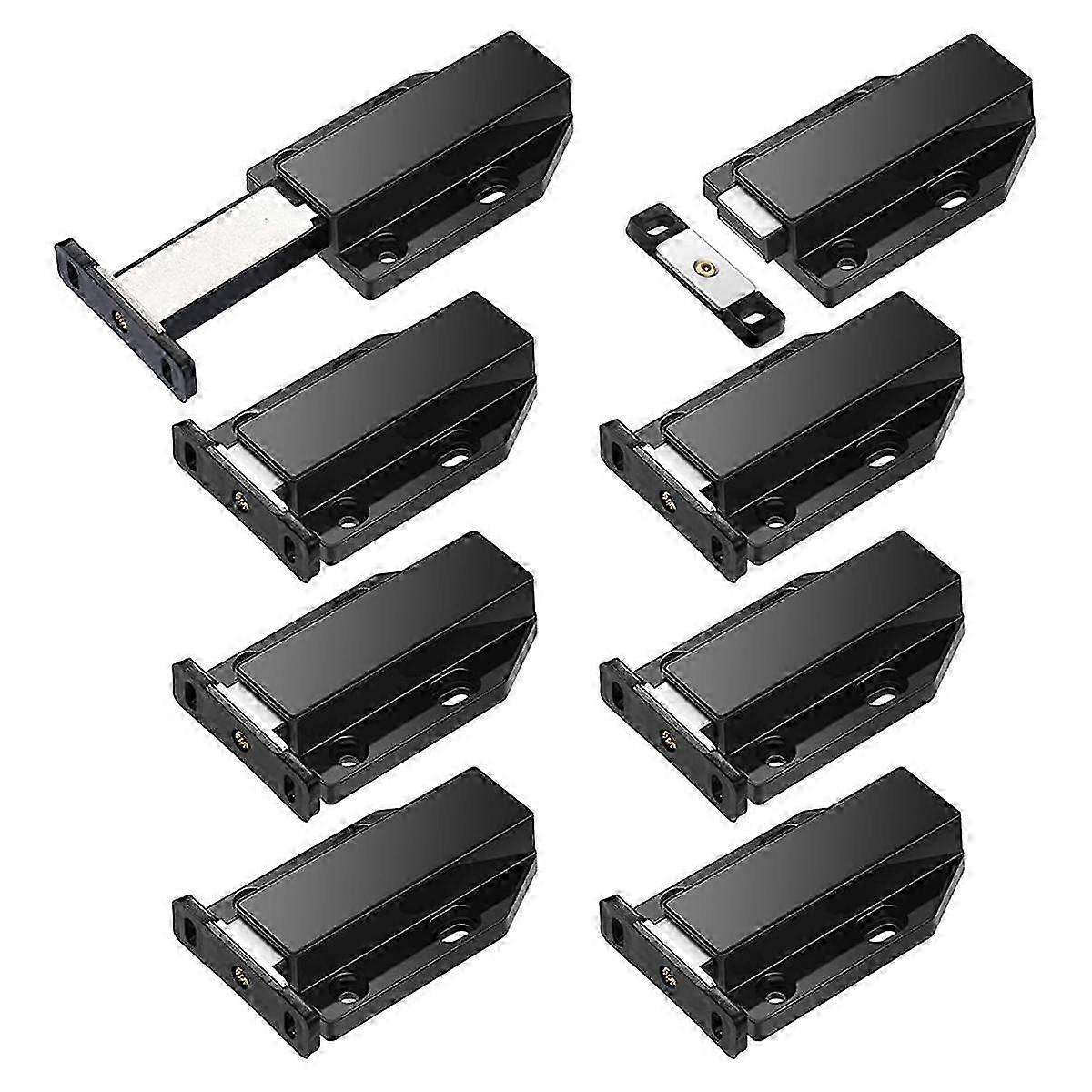 8 Pack Magnetic Push Latch Heavy Duty Push To Open Cabinet Hardware Push Release Magnets Touch Latch, Black