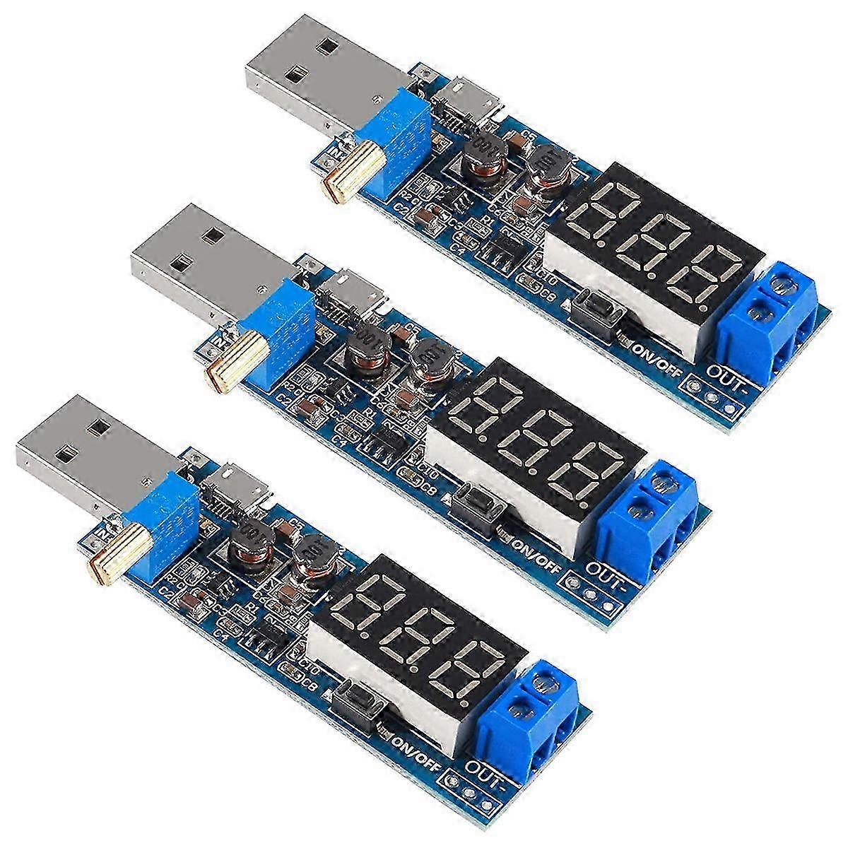 3pcs Boost Converter Usb / Down Power Supply Module Dc-dc 5v To 3.3v / 12v Adjustable Out Dc 1.2v-2
