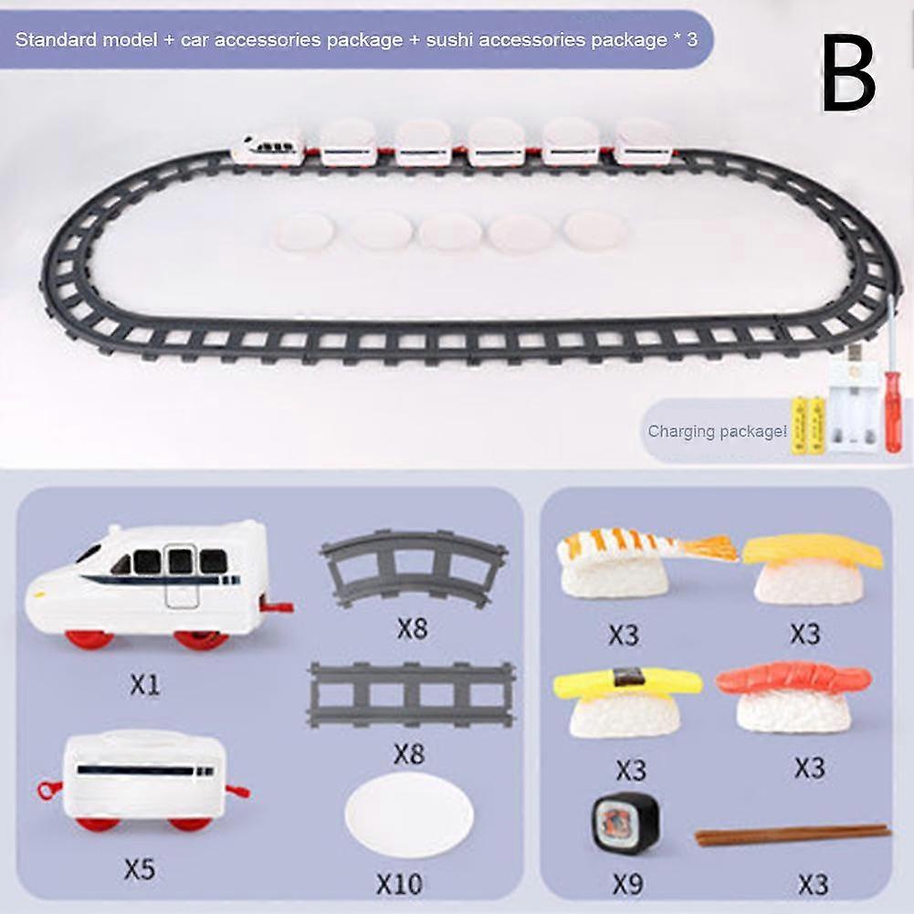 Track Dining Table Props Rotating Small Train Tableware Revolving Sushi Table