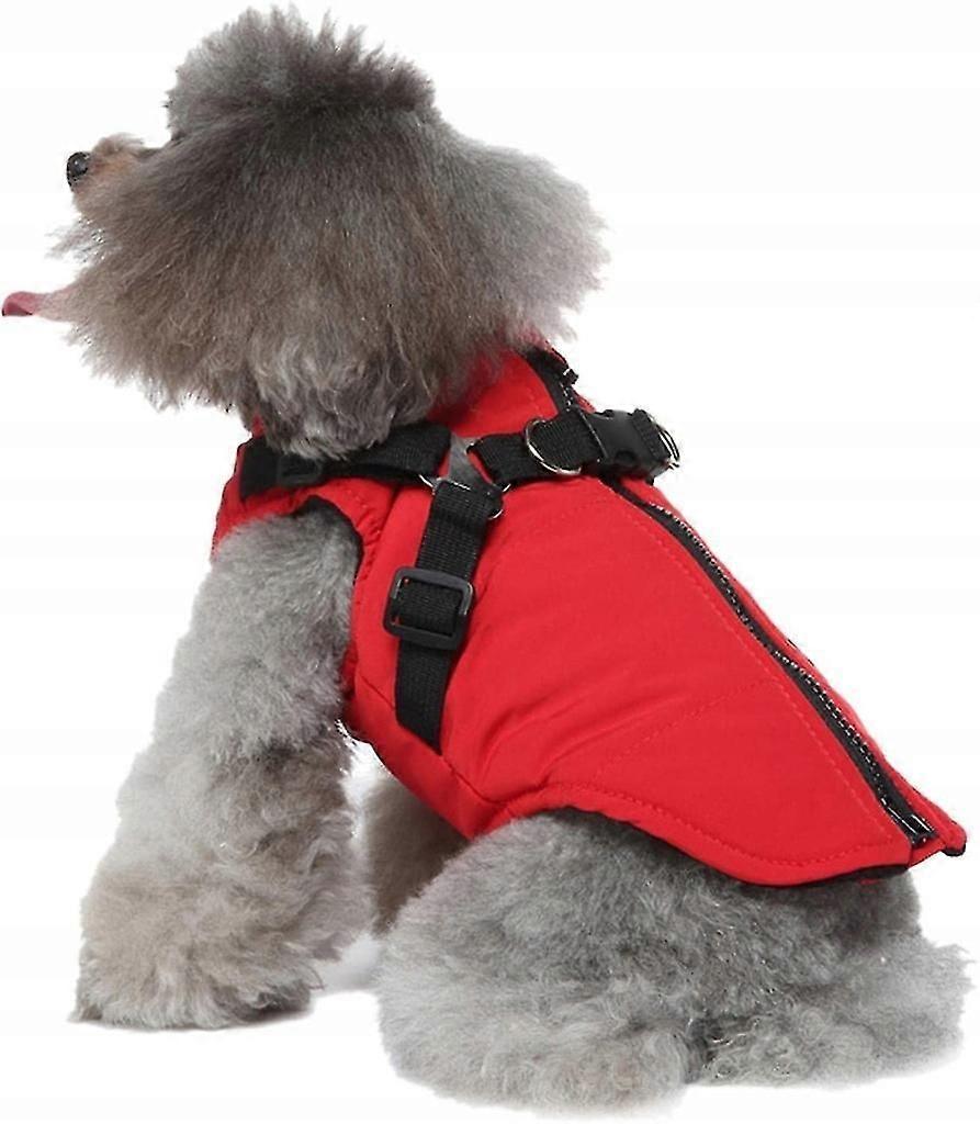 S Warm pet jacket with harness and D-rings