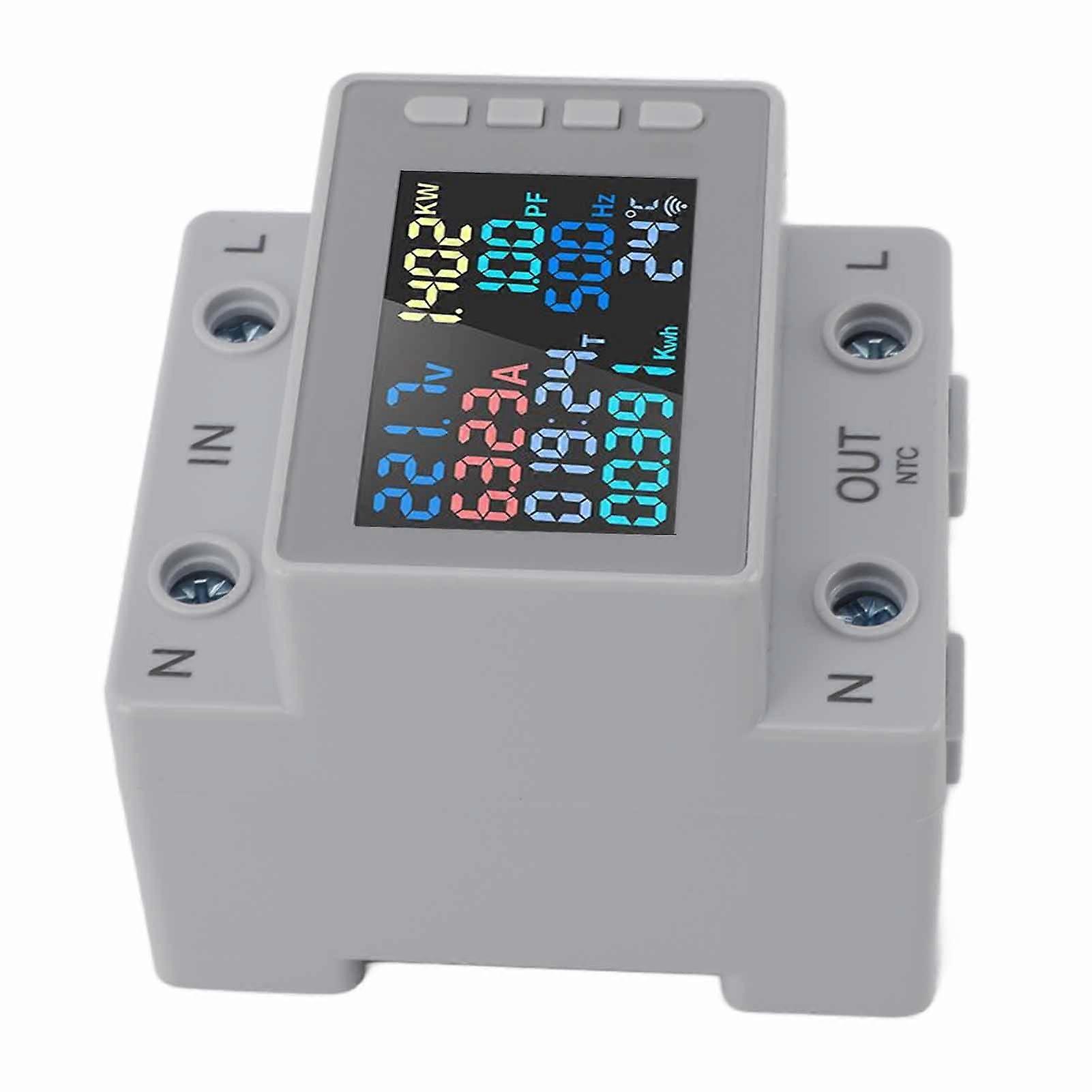 Guided Rail Voltage Current Meter Digital Display Multifunctional Electricity Tester Energy Meter 170‑270V 63A