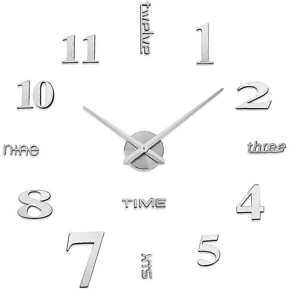 Elegant Large Diy Frameless 3d Mirror Surface Effect Wall Clock Oversized Time Hours Clock Home Decoration Living Room Dcor Wall Sticker Decal Decor W