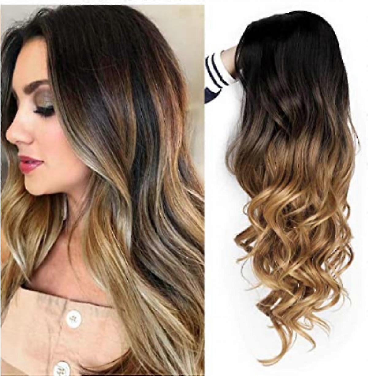 Peluca Rosa Malla Sombrero Gradiente Marrón Cabello Rizado