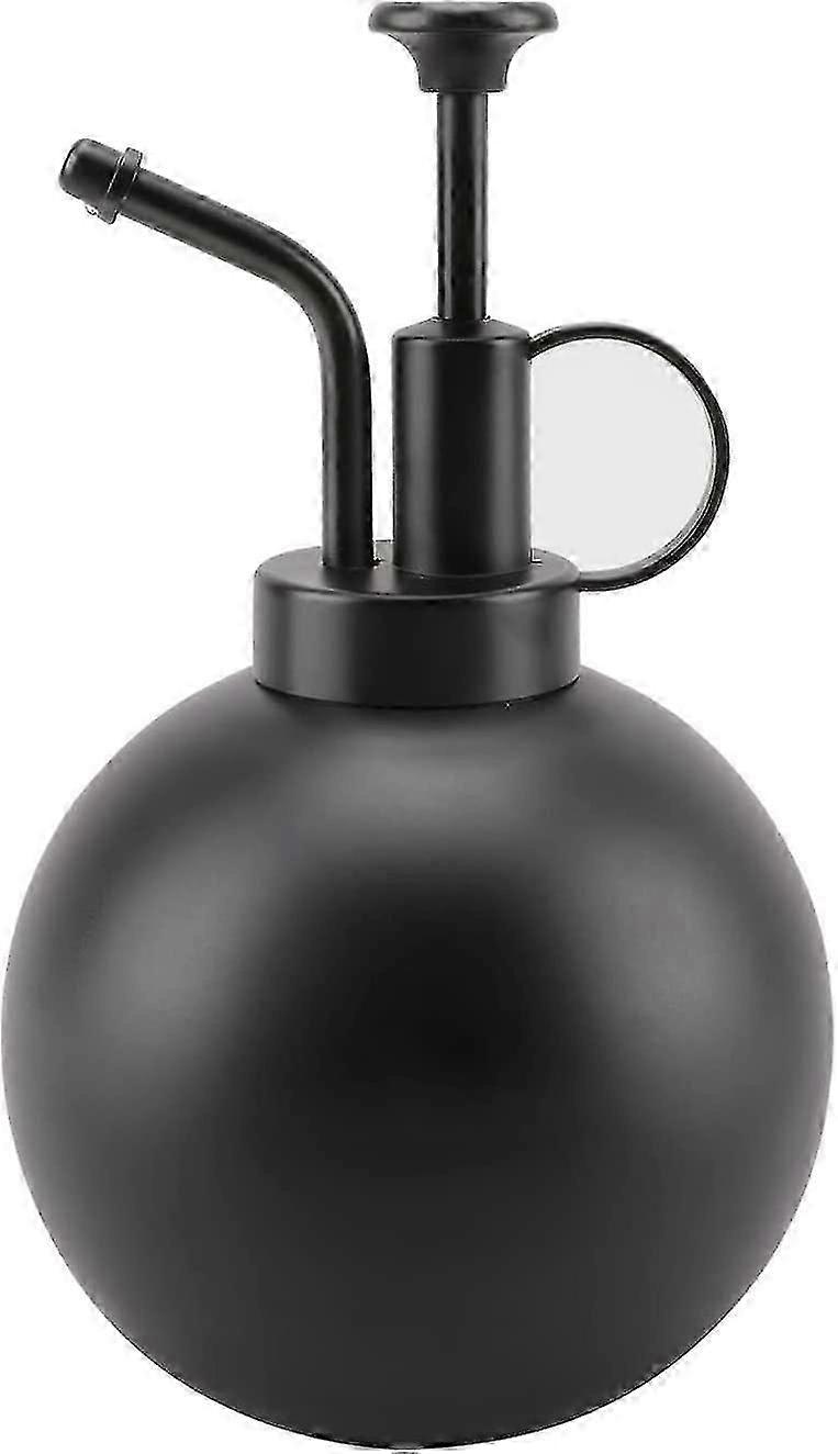 スプレーボトル、ステンレス製散水小型じょうろ屋内園芸植物噴霧器、ホームオフィスクリーニング用トップポンプ付き(マットブラック)-ZHENV