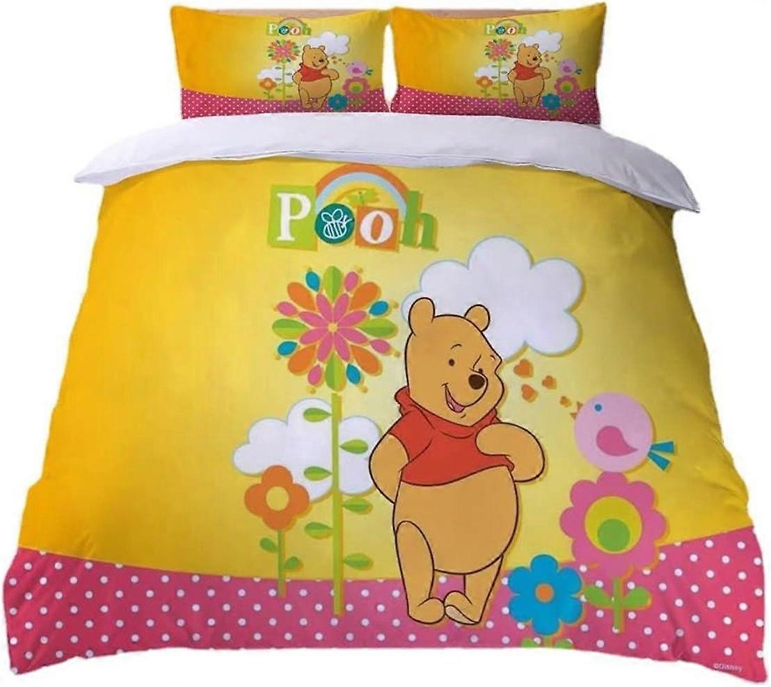 x341 Lençóis Conjunto de Cama The Pooh para Crianças Meninos e Meninas, Conjunto de Capa de Edredom The Pooh, Conjunto de Cama Infantil Universal Conjunto de Cama de 3 Peças (1 Edredom C