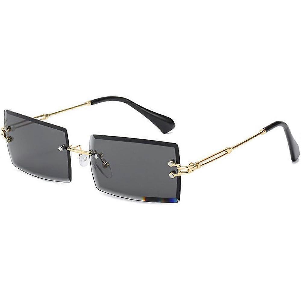 Women's/Men's rimless rectangular sunglasses, ultra-light metal frame