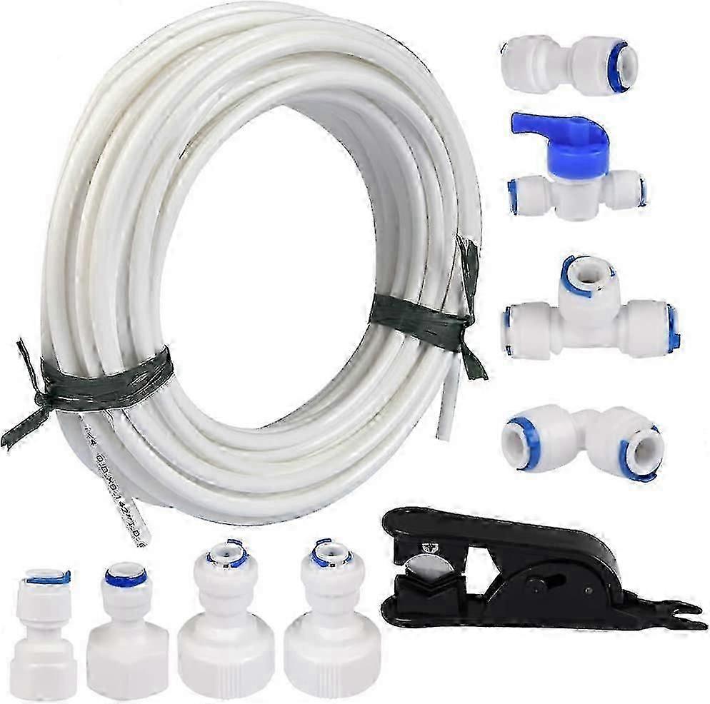 15 Meters Water Supply Hose Tube and Refrigerator Connector Kit for European Style Double Fridge Refrigerator (1/4" pipe)