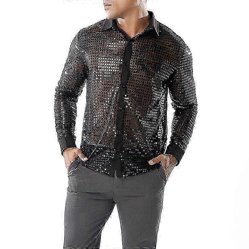 Férfi Disco ing Flitter Hosszú ujjú Glitter Top