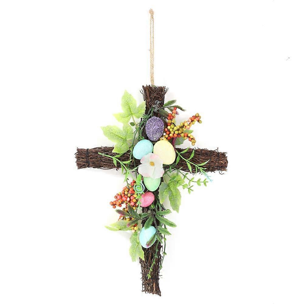 16 Inch Easter Wreath with Colorful Eggs and Artificial Flower Decor for Easter