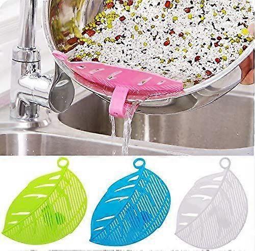 Heytea Creative Kitchen Tool 3 PCS Clip-on Leakproof Rice Washer Frame Water Filter Leaf Shaped Handle Type