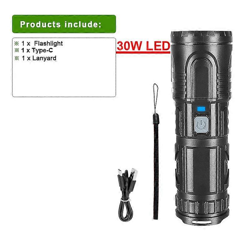 99000 Lumens Ultra-Bright Flashlight Built-In Large Capacity Battery Rechargeable Torch Zoom Waterproof Light Outdoor Lantern