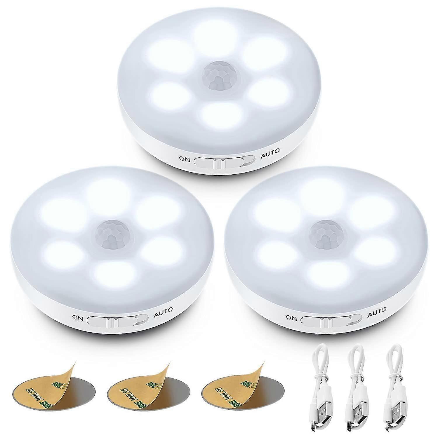 Automatic Led Night Light, Indoor Motion Sensor Lamp, Usb Rechargeable Battery Self-adhesive Light, Wireless Led (white)