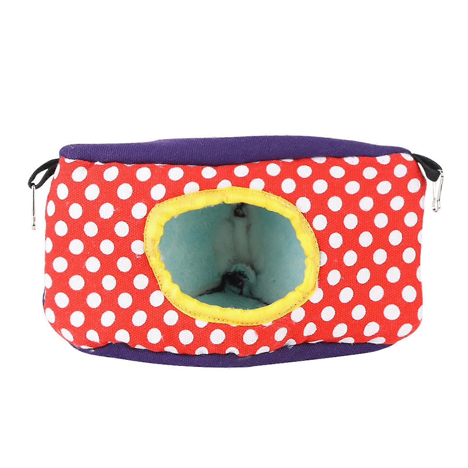 Triangle Cake Slice Pet Nest Hammock Hanging House Hamster Squirrel Cage Toy (Red Dot)