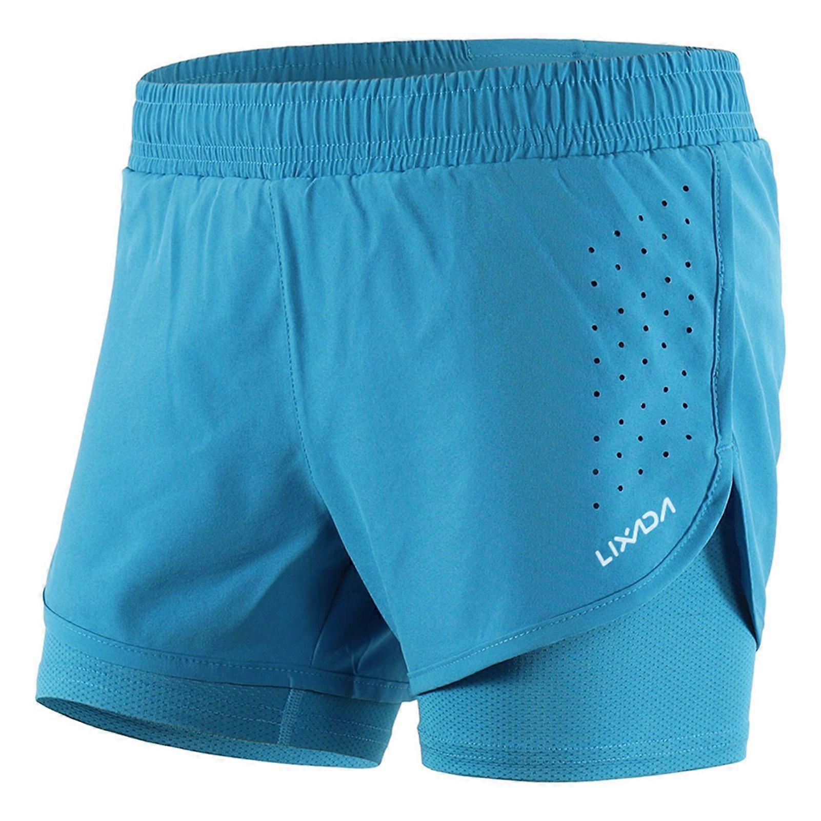 Women 2 in 1 Running Shorts Quick Drying Breathable Active Training Exercise Jogging Cycling Shorts with Longer Liner