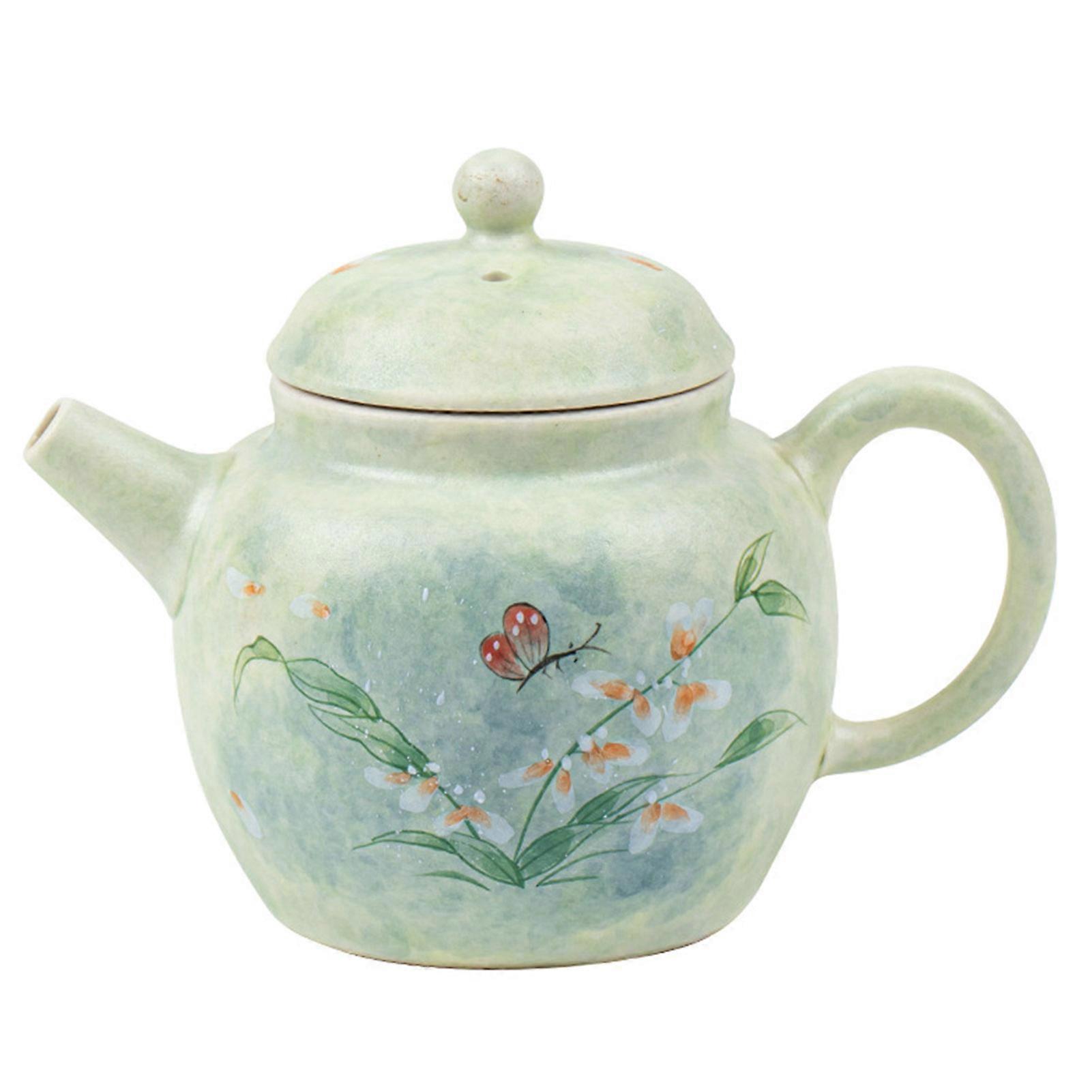 120ml Vintage Beige Porcelain Teapot with Rose Design - Elegant & Durable China Teapot for Afternoon Tea/Coffee