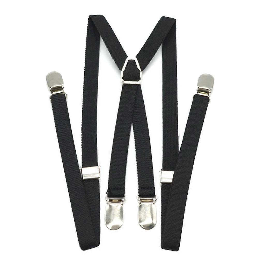 X Shape Suspenders Solid Adjustable Strap Metal Clips Formal Trousers Braces