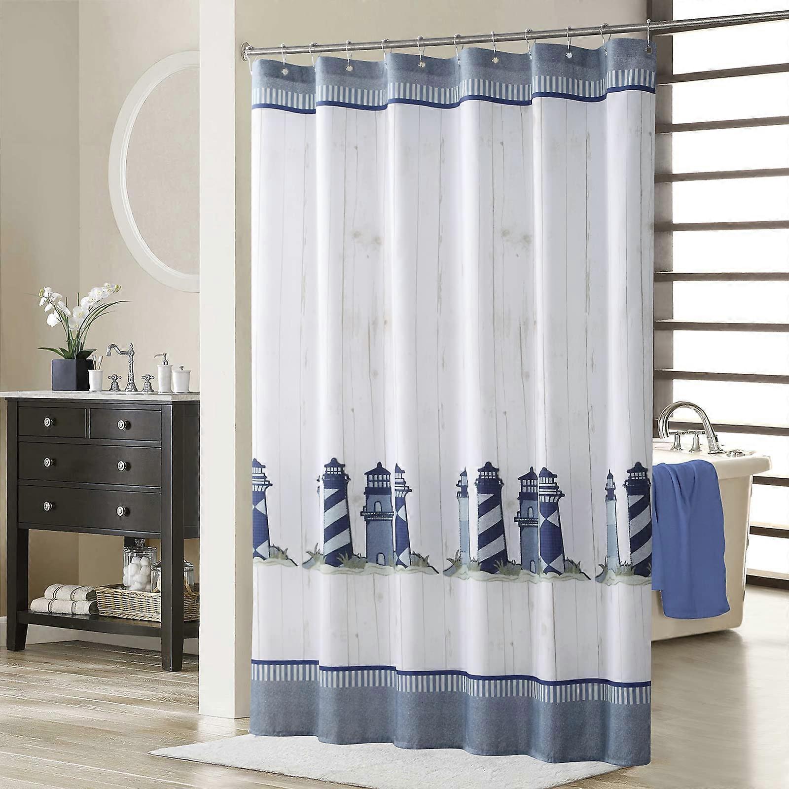 Polyester Fabric Modern Ocean Cloth Gray Stall Shower Curtain for Bathroom 62W X 72L