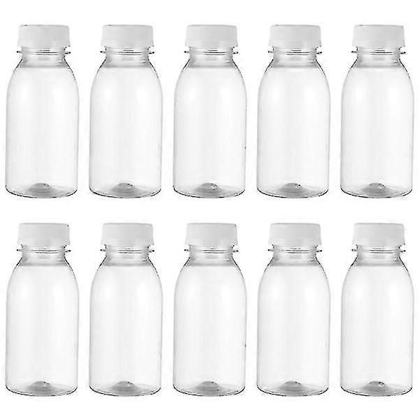 10pcs 200ml Transparent Plastic Milk Storage Bottles Beverage Drinking Bottles-yu