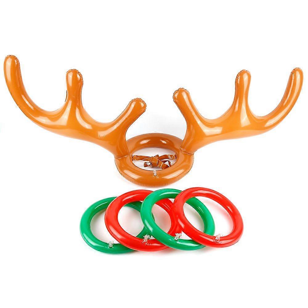 1~3 Set Antler Reindeer Hat Christmas Party Game Ring Moose Inflatable Toss Toys