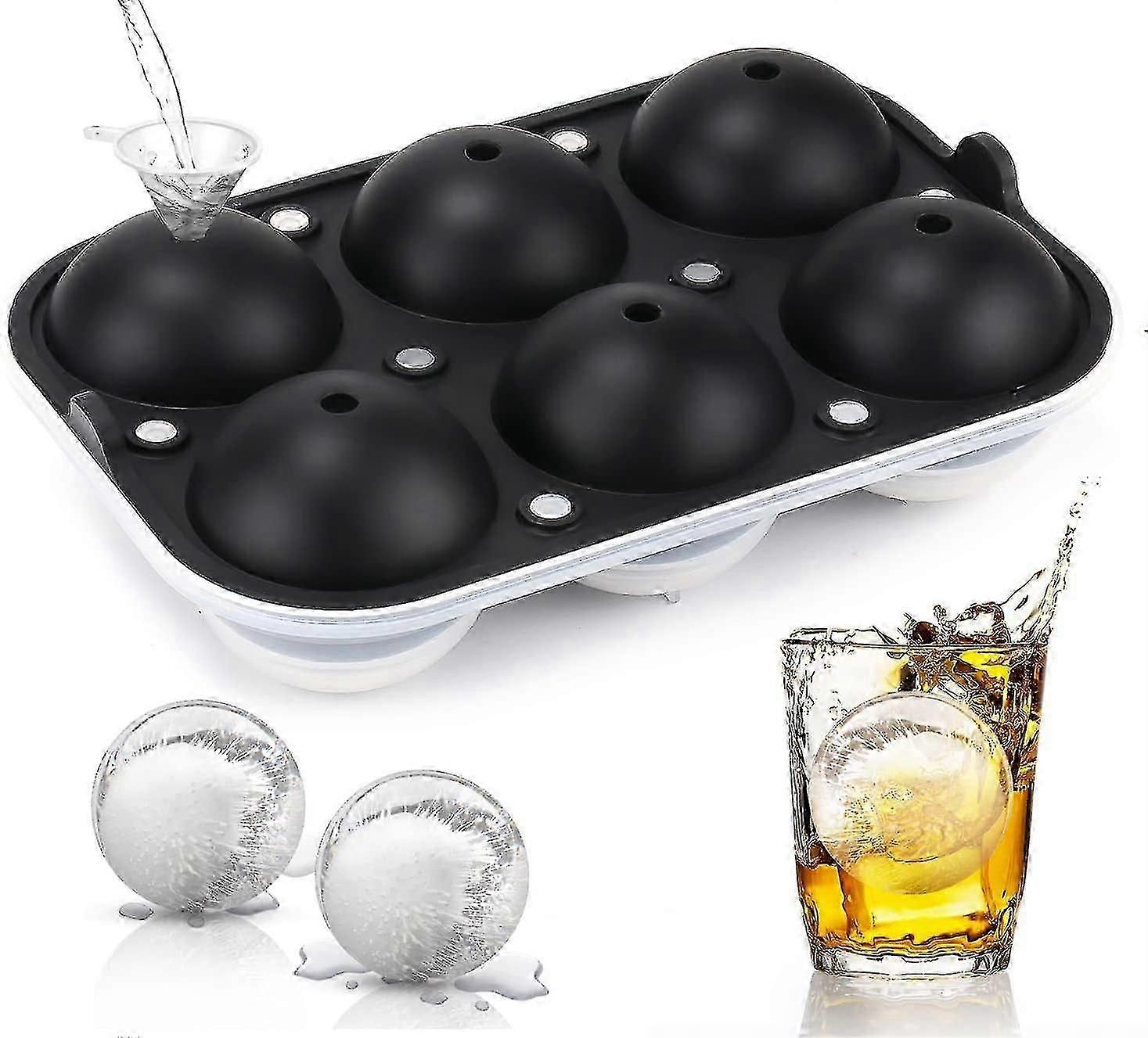 Whiskey Ice Ball Mold - 2.5 Inch Large Round Ice Cube Mold, Easy Release Silicone Ice Cube Tray with Lid Ice Ball Maker for Cocktails, Bourbon