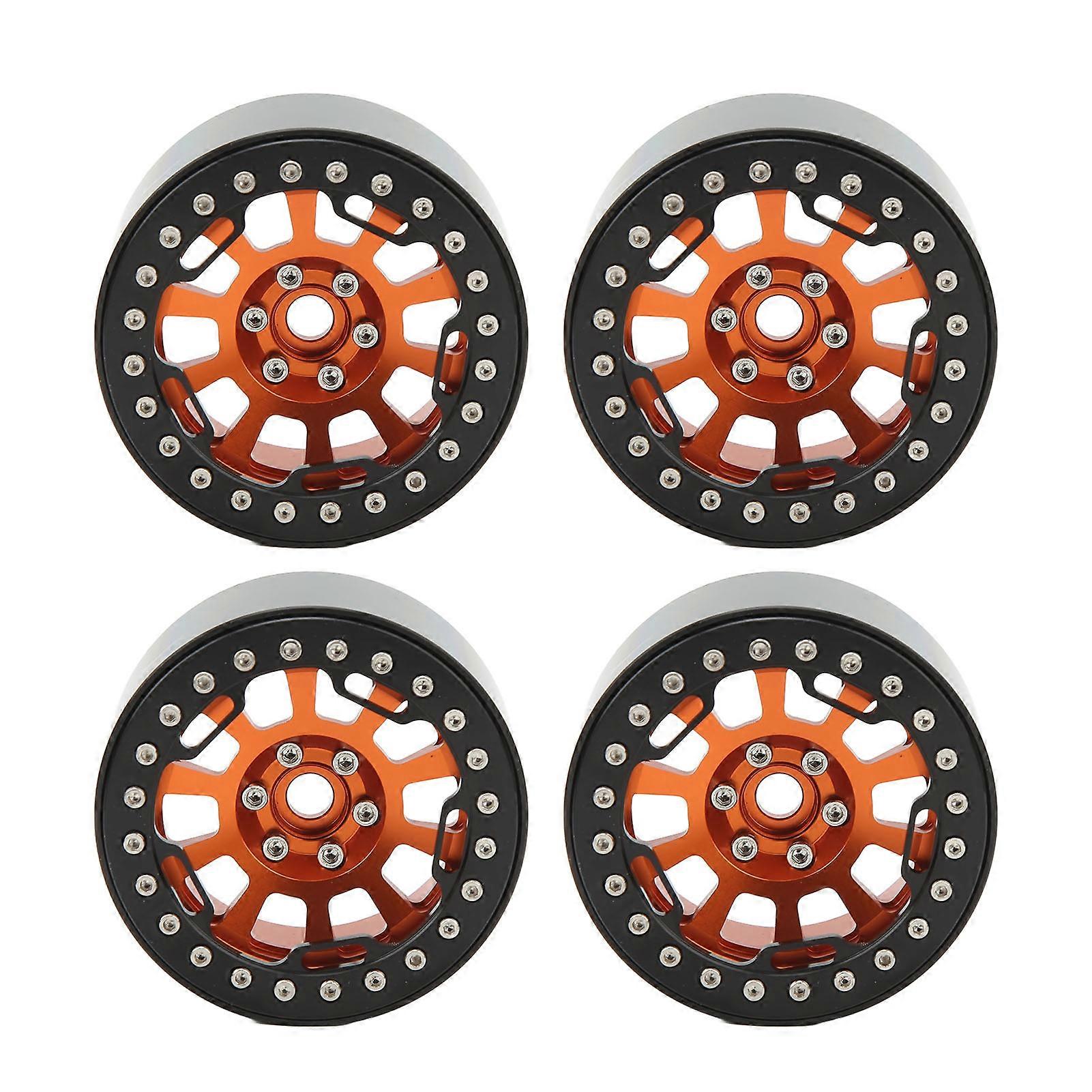 4 PCS 2.2in Aluminum Alloy Wheel Hub Universal Replacement Hub for 1/10 RC Simulation Crawler Orange